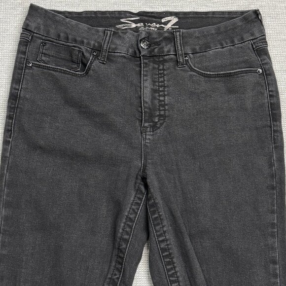 Seven7 Womens Black Distressed Denim Tummyless High Rise Skinny Jeans Size 10 - Picture 3 of 16
